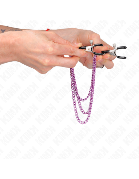 KINK PINZAS PARA PEZONES CON TRIPLE CADENA VIOLETA 20 23 28 CM KINK PINZAS PARA PEZONES CON TRIPLE CADENA VIOLETA 20 23 28 CM