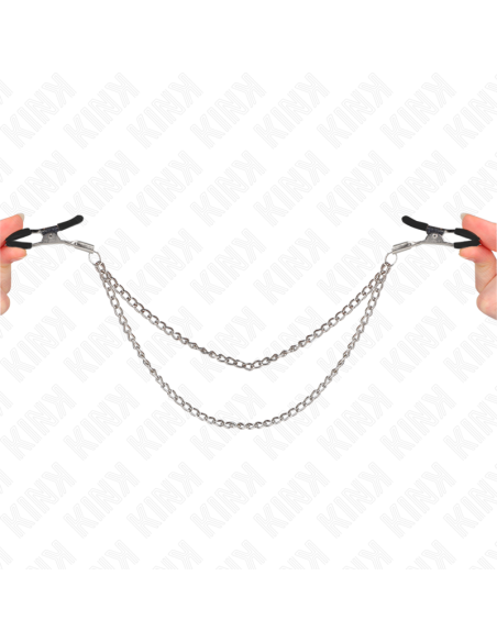 KINK PINZAS PARA PEZONES CON DOBLE CADENA GRUESA PLATEADO 20 23 CM KINK PINZAS PARA PEZONES CON DOBLE CADENA GRUESA PLATEADO 20 23 CM