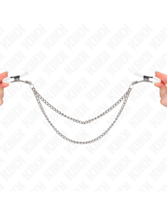 KINK PINZAS PARA PEZONES CON DOBLE CADENA FINA PLATEADO 20 23 CM 2