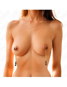 KINK PINZAS PARA PEZONES DORADA FINA CON TRIPLE BOLA DE VIDRIO NEGRO 7 CM