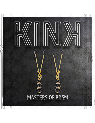 KINK PINZAS PARA PEZONES DORADA FINA CON TRIPLE BOLA DE VIDRIO NEGRO 7 CM