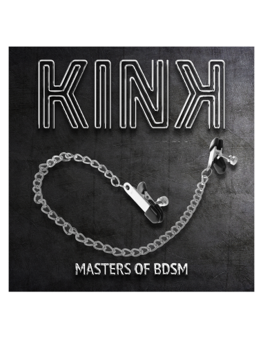 KINK PINZAS PARA PEZONES PLANAS NEGRO CON CADENA PLATEADO 34 CM