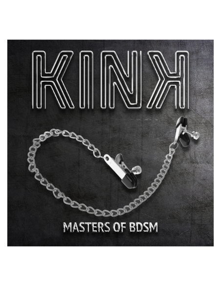 KINK PINZAS PARA PEZONES PLANAS NEGRO CON CADENA PLATEADO 34 CM