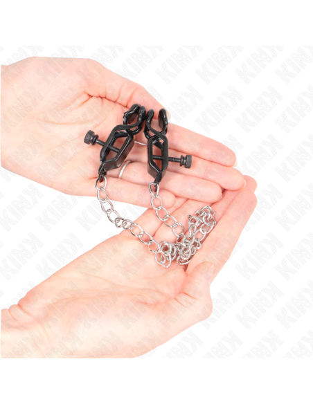 KINK PINZAS PARA PEZONES PLANAS NEGRO CON CADENA PLATEADO 30 CM KINK PINZAS PARA PEZONES PLANAS NEGRO CON CADENA PLATEADO 30 CM
