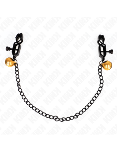 KINK PINZAS PARA PEZONES PLANAS NEGRO CON CASCABEL Y CADENA PLATEADO 30 CM 2