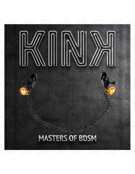 KINK PINZAS PARA PEZONES PLANAS NEGRO CON CASCABEL Y CADENA PLATEADO 30 CM KINK PINZAS PARA PEZONES PLANAS NEGRO CON CASCABEL Y CADENA PLATEADO 30 CM