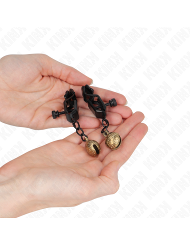 KINK PINZAS PARA PEZONES PLANAS NEGRO CON CASCABEL 7 CM