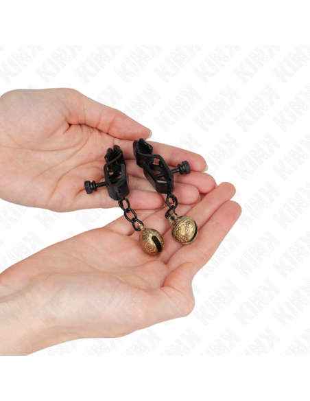 KINK PINZAS PARA PEZONES PLANAS NEGRO CON CASCABEL 7 CM KINK PINZAS PARA PEZONES PLANAS NEGRO CON CASCABEL 7 CM