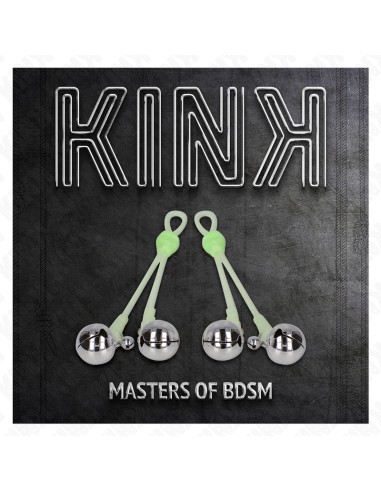 KINK PINZAS PARA PEZONES LUMINOSAS FORMA CALABERA CON CASCABEL SONORO AJUSTABLE VERDE PLATEADO