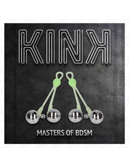 KINK PINZAS PARA PEZONES LUMINOSAS FORMA CALABERA CON CASCABEL SONORO AJUSTABLE VERDE PLATEADO