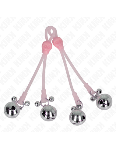 KINK PINZAS PARA PEZONES LUMINOSAS FORMA CALABERA CON CASCABEL SONORO AJUSTABLE ROSA PLATEADO