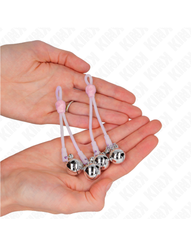 KINK PINZAS PARA PEZONES LUMINOSAS FORMA CALABERA CON CASCABEL SONORO AJUSTABLE ROSA PLATEADO