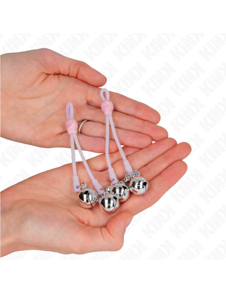 KINK PINZAS PARA PEZONES LUMINOSAS FORMA CALABERA CON CASCABEL SONORO AJUSTABLE ROSA PLATEADO KINK PINZAS PARA PEZONES LUMINOSAS FORMA CALABERA CON CASCABEL SONORO AJUSTABLE ROSA PLATEADO