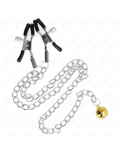 KINK PINZAS PARA PEZONES CON CAMPANA DORADO Y CADENA 30 CM KINK PINZAS PARA PEZONES CON CAMPANA DORADO Y CADENA 30 CM