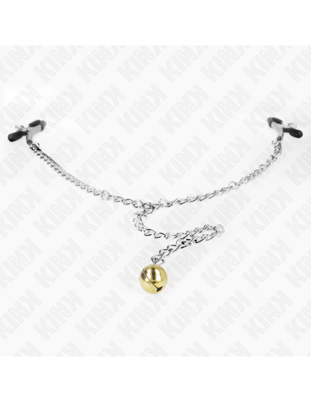 KINK PINZAS PARA PEZONES CON CAMPANA DORADO Y CADENA 30 CM KINK PINZAS PARA PEZONES CON CAMPANA DORADO Y CADENA 30 CM