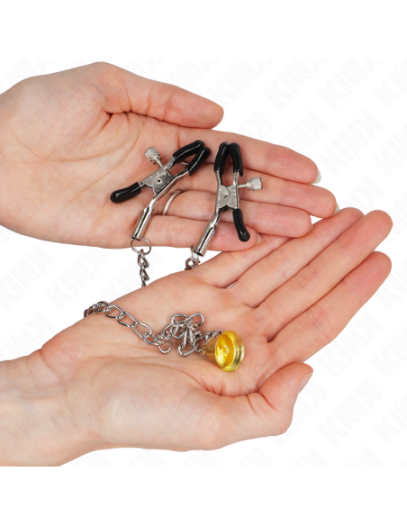 KINK PINZAS PARA PEZONES CON CAMPANA CASCABEL DORADO Y CADENA 30 CM KINK PINZAS PARA PEZONES CON CAMPANA CASCABEL DORADO Y CADENA 30 CM