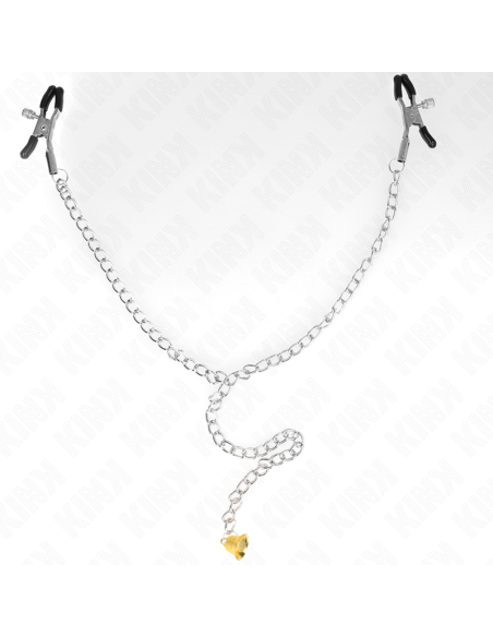 KINK PINZAS PARA PEZONES CON CAMPANA CASCABEL DORADO Y CADENA 30 CM KINK PINZAS PARA PEZONES CON CAMPANA CASCABEL DORADO Y CADENA 30 CM