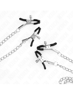 KINK PINZAS PARA PEZONES Y CLITORIS 4 ENGANCHES AJUSTABLE PLATEADO