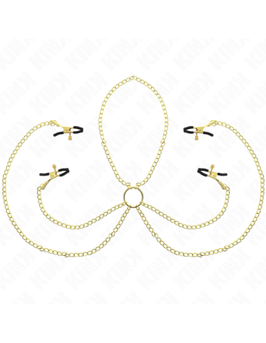 KINK PINZAS PARA PEZONES Y CLITORIS 4 ENGANCHES AJUSTABLE DORADO