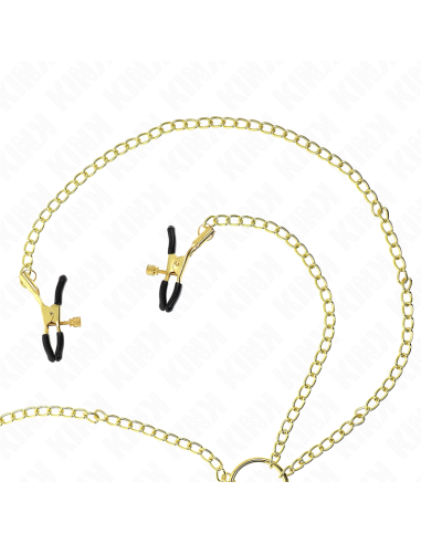KINK PINZAS PARA PEZONES Y CLITORIS 4 ENGANCHES AJUSTABLE DORADO
