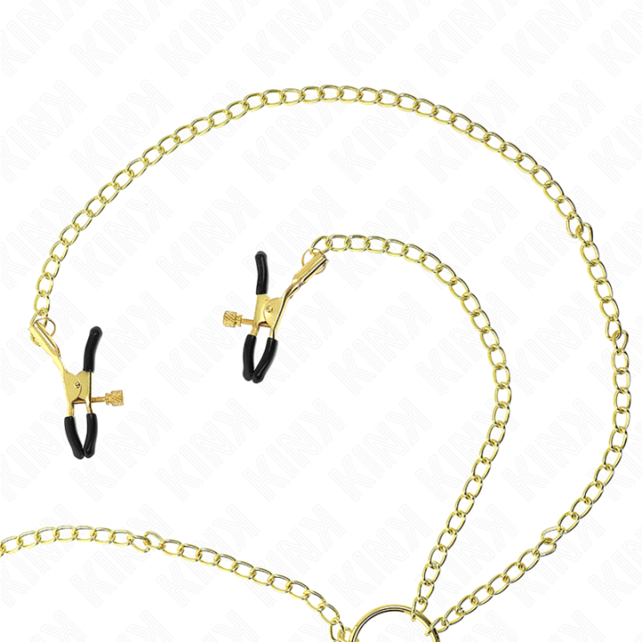 KINK PINZAS PARA PEZONES Y CLITORIS 4 ENGANCHES AJUSTABLE DORADO