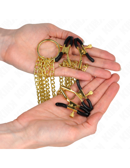 KINK PINZAS PARA PEZONES Y CLITORIS 4 ENGANCHES AJUSTABLE DORADO KINK PINZAS PARA PEZONES Y CLITORIS 4 ENGANCHES AJUSTABLE DORADO