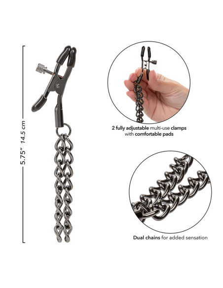 CALEXOTICS EUPHORIA PINZAS PEZONES CON CADENA 145 CM CALEXOTICS EUPHORIA PINZAS PEZONES CON CADENA 145 CM
