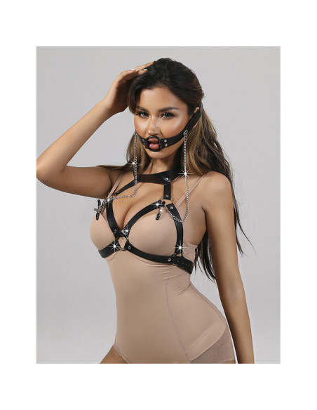 SUBBLIME 953720 PINZAS PARA EL PECHO CON CORREA DE CUERO BONDAGE NEGRO TALLA UNICA SUBBLIME 953720 PINZAS PARA EL PECHO CON CORREA DE CUERO BONDAGE NEGRO TALLA UNICA