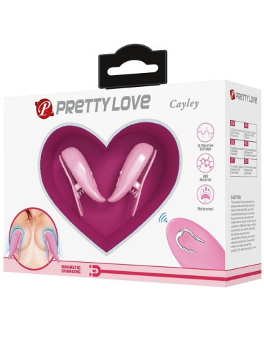 PRETTY LOVE CAILEY PINZAS PARA PEZONES 10 VIBRACIONES CONTROL REMOTO ROSA