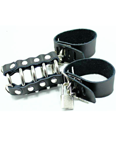 OHMAMA FETISH JAULA PENE CON ANILLAS METALICAS Y CORREAS PIEL 2