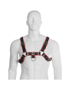 LEATHER BODY CHAIN HARNESS III BLACK RED 2