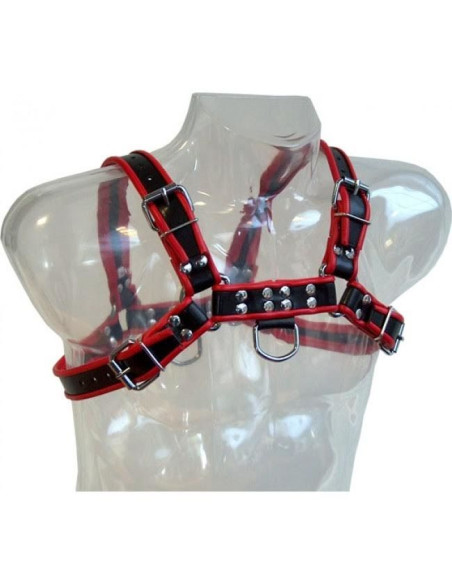 LEATHER BODY CHAIN HARNESS III BLACK RED LEATHER BODY CHAIN HARNESS III BLACK RED