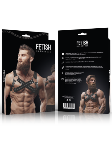 FETISH SUBMISSIVE ATTITUDE ARNES BULLDOG AJUSTABLE NEOPRENO PECHO CRUZADO CON CREMALLERAS HOMBRE