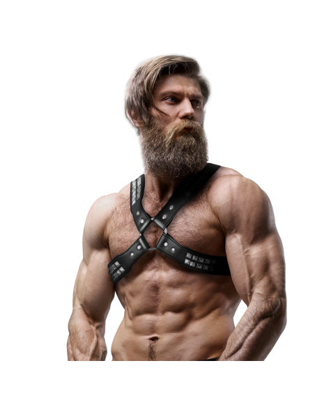 FETISH SUBMISSIVE ATTITUDE ARNES ECOPIEL PECHO CRUZADO CON REMACHES HOMBRE