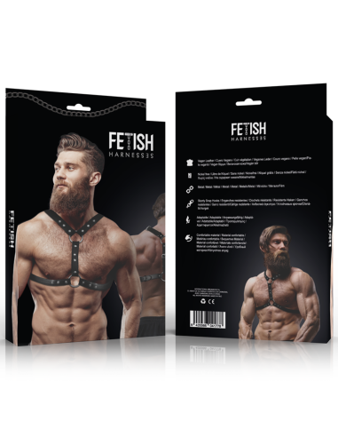 FETISH SUBMISSIVE ATTITUDE ARNES ECOPIEL PECHO CON DOBLE SUJECION Y TACHUELAS HOMBRE