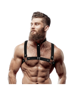 FETISH SUBMISSIVE ATTITUDE ARNES AJUSTABLE ECOPIEL PECHO CON COLLAR HOMBRE