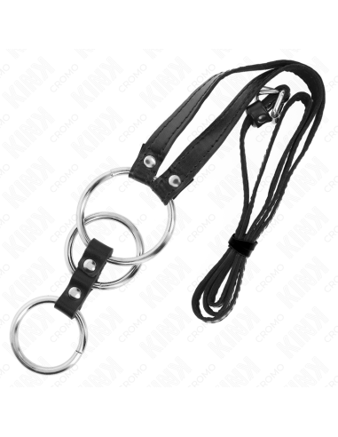 KINK ANILLO PENE METAL TRIPLE 38 CM A 5 CM CON CINTURON POLIPIEL 112 CM