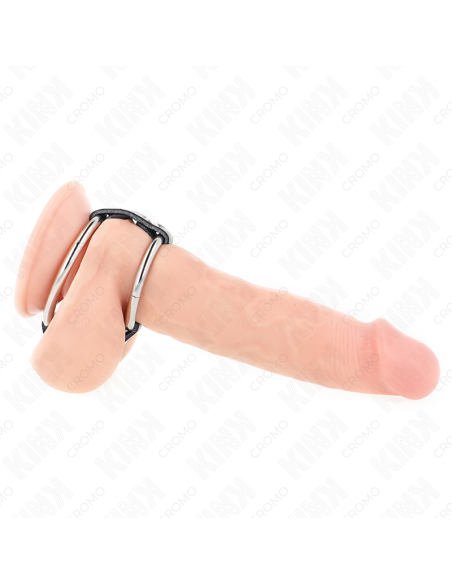 KINK ANILLO PENE METAL DOBLE 38 CM A 5 CM CONECTADOS CON CUERO KINK ANILLO PENE METAL DOBLE 38 CM A 5 CM CONECTADOS CON CUERO