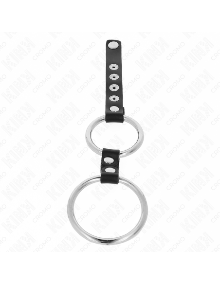 KINK ANILLO PENE METAL DOBLE 38 CM A 5 CM CONECTADOS CON CUERO KINK ANILLO PENE METAL DOBLE 38 CM A 5 CM CONECTADOS CON CUERO