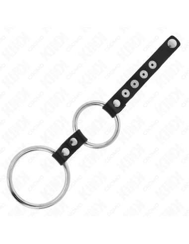 KINK ANILLO PENE METAL DOBLE 38 CM A 5 CM CONECTADOS CON CUERO