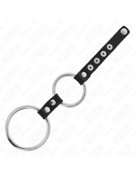 KINK ANILLO PENE METAL DOBLE 38 CM A 5 CM CONECTADOS CON CUERO KINK ANILLO PENE METAL DOBLE 38 CM A 5 CM CONECTADOS CON CUERO