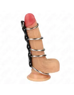 KINK 5 ANILLOS PENE METAL 32 CM A 5 CM CONECTADOS POR POLIPIEL