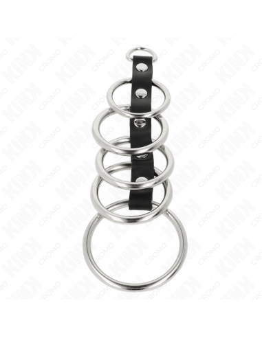 KINK 5 ANILLOS PENE METAL 32 CM A 5 CM CONECTADOS POR POLIPIEL