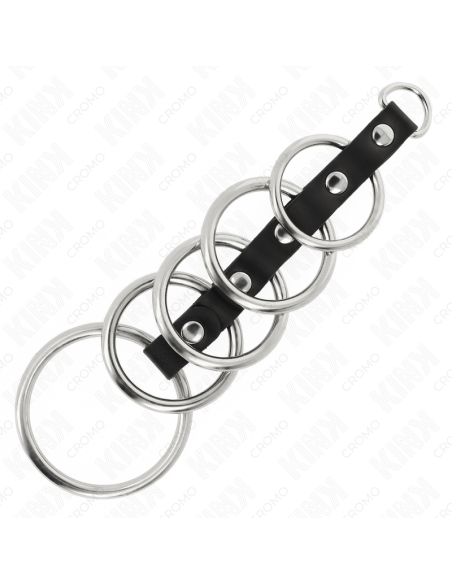 KINK 5 ANILLOS PENE METAL 32 CM A 5 CM CONECTADOS POR POLIPIEL KINK 5 ANILLOS PENE METAL 32 CM A 5 CM CONECTADOS POR POLIPIEL