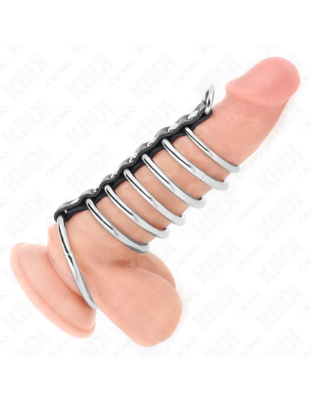 KINK 7 ANILLOS PENE METAL 32 CM A 5 CM CONECTADOS POR POLIPIEL KINK 7 ANILLOS PENE METAL 32 CM A 5 CM CONECTADOS POR POLIPIEL
