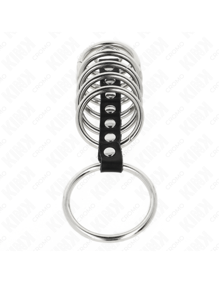 KINK 7 ANILLOS PENE METAL 32 CM A 5 CM CONECTADOS POR POLIPIEL KINK 7 ANILLOS PENE METAL 32 CM A 5 CM CONECTADOS POR POLIPIEL