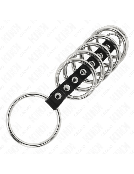 KINK 7 ANILLOS PENE METAL 32 CM A 5 CM CONECTADOS POR POLIPIEL KINK 7 ANILLOS PENE METAL 32 CM A 5 CM CONECTADOS POR POLIPIEL