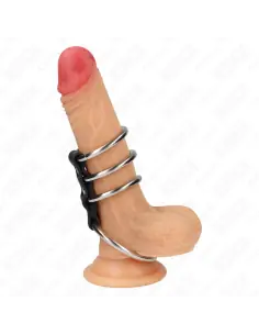 KINK 4 ANILLOS PENE METAL 37 CM A 5 CM CONECTADOS POR CUERO