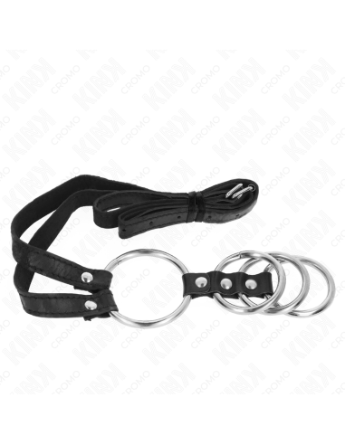 KINK 4 ANILLOS PENE METAL CONECTADOS 38 CM A 5 CM CON CINTURON DE POLIPIEL 112 CM