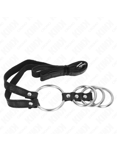 KINK 4 ANILLOS PENE METAL CONECTADOS 38 CM A 5 CM CON CINTURON DE POLIPIEL 112 CM KINK 4 ANILLOS PENE METAL CONECTADOS 38 CM A 5 CM CON CINTURON DE POLIPIEL 112 CM
